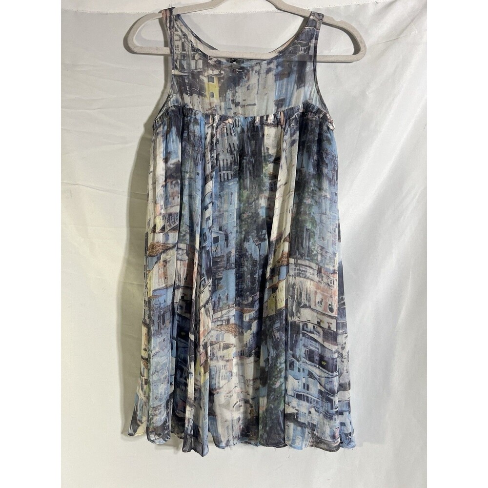 Tracy Reece New York Dress Woman's  S  Blue Pink City Scape Abstract Print